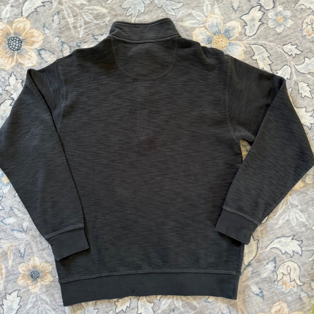 Orvis Quarter Zip Pullover Men Size M Grey Cotton Slub Knit Sweater Fly Fish - Picture 3 of 10